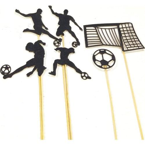 1Set Cake Toppers Football Happy Birthday Wedding Cupcake Cake Topper Flags Baby Shower Decor Cake Baking DIY Party Supplies