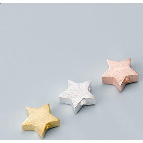 1pcs 925 Sterling Silver Electroplated Gold Drawing Star Spacer Beads 4.5mm 6.5mm Pretty S925 Silver Separator Beads DIY Jewelry