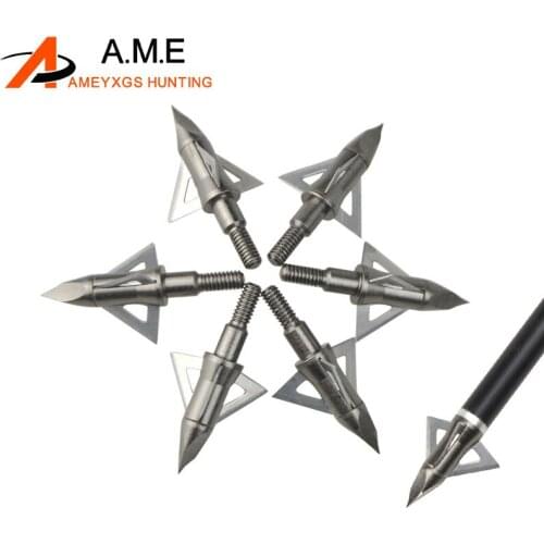 12PCS Stainless Steel Montec Broahdeads Striker Fixed Blade Arrowheads 100Grain for Recurve Bow Compound Bow Crossbow Hunting