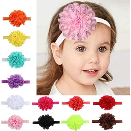 30Pcs Puffy Chiffon Flower Elastic Headbands Baby Kids Photography Props Infant Girls Cute Headwear Hair Accessories