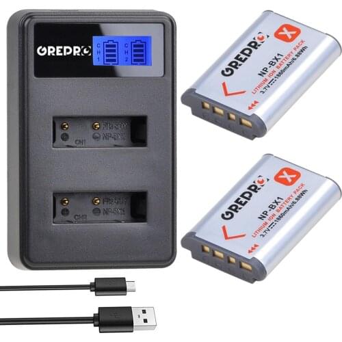 2 pcs 1860mAh NP-BX1 npbx1 np bx1 Battery + LCD USB Dual Charger for Sony FDR-X3000R RX100 AS100V AS300 HX400 HX60 AS50 WX350