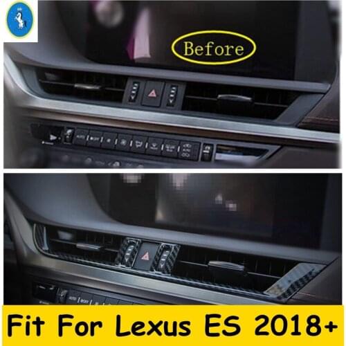 Yimaautotrims Center Warning Lights Air AC Outlet Vent Cover Trim Matte / Carbon Fiber Look Interior For Lexus ES 2018 - 2020