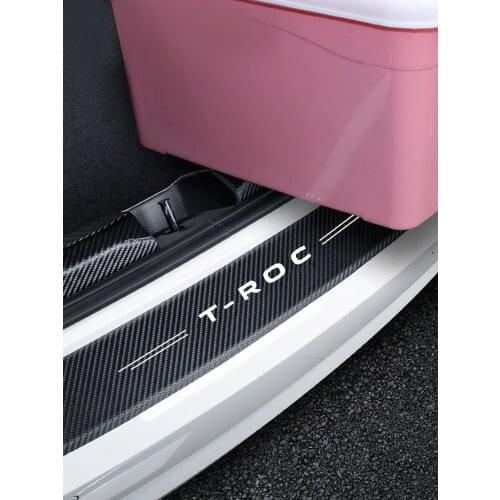 For VW Volkswagen T-ROC 2018 2019 2020 2021 Car Trunk Auto Boot Stickers Logo Decoration Anti-Scratch Accessories Carbon Fiber
