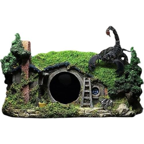 Aquarium Resin House Decoration Castle Hideouts Stone Cave Betta Fish Tank Accessories for Hermit Crabs Crayfish Guppy