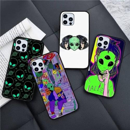 Aesthetics Cute Cartoon Alien Phone Case for iPhone 11 12 pro XS MAX 8 7 6 6S Plus X 5S SE 2020 XR mini