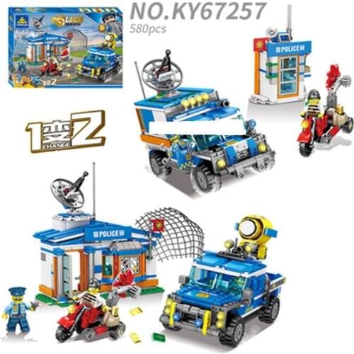 580pcs Kaizhi 67257 Guardian Hunting Car Boy Small Particle Assembled Building Block Toy Gifts