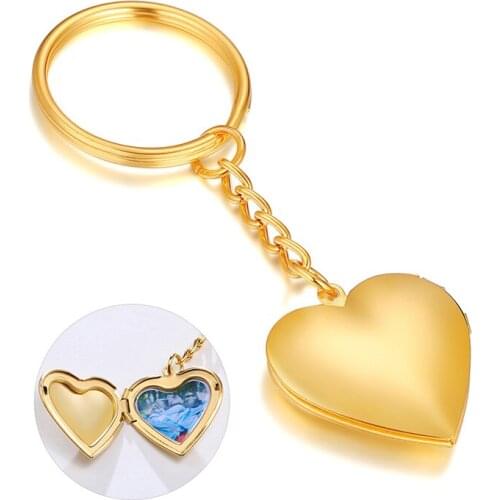 Customized Heart Shap Locked Photo Keychain Personalized Key Chain Picture for Women Girls Mom Stainless Steel Jewelry