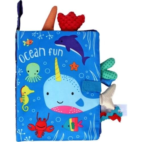 D0AF Soft Baby Cloth Book Early Learning Developmental Baby Toy Teaching Animal Theme 3D Cloth Book Interactive Cartoon Toy