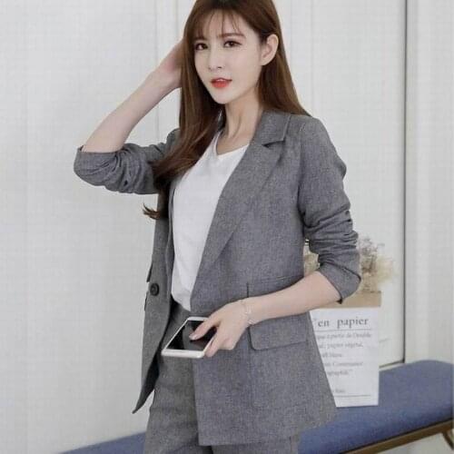 2-piece suit new style spring and autumn suit female solid color slim two-piece professional Office Lady suit