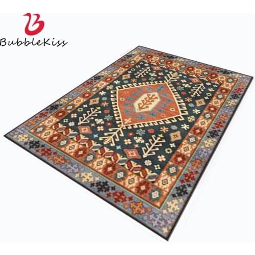 Bubble Kiss Bohemian Style Carpet for Living Room Customized Geometric Dark Blue Red Pattern Bedroom Rug Sofa Decor Non-slip Mat