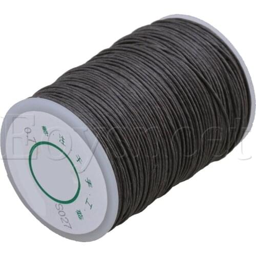 0.7mm Dia 100m Dark Gray Round Waxed Thread Leather Craft Sewing Cord