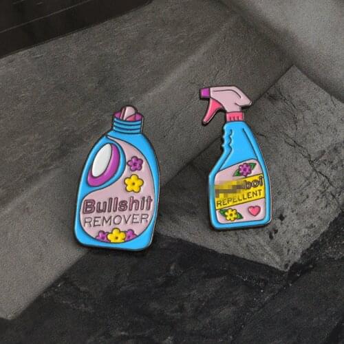 Hot Fashion Brooch Bullshit Remover Laundry Liquid Brooch Fxxkboi Repellent Detergent Brooch Cute And Amusing Jewelry Gift