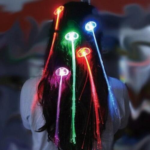 LED Hairpin Hair Braid Glowing Blinking Clip Fiber Optic Wig Christmas New Year Party Light Toys For Kids Gift