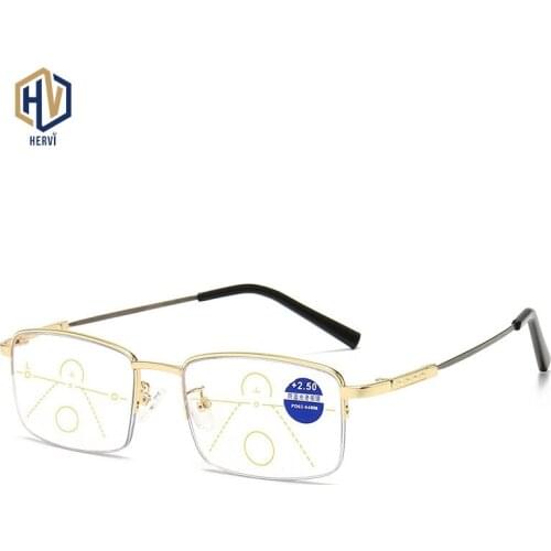 Metal Multifocal Reading Glasses Bifocal Anti Blue Ray UV Protect Presbyopic Glasses Half Frame Unisex очки для чтения