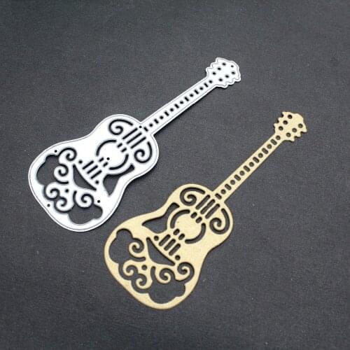 Cute Guitar Metal Cutting Dies DIY Stencils For Walls Silver Stainless Steel Embossing Die Craft Scrapbooking Tool Random Color