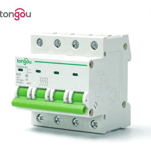 Type B 4 Pole MCB 6A 10A 16A 25A 32A 40A 63A DIN Rail Miniature Circuit Breaker 4.5KA AC 110V/230V/400V With CE Certificate