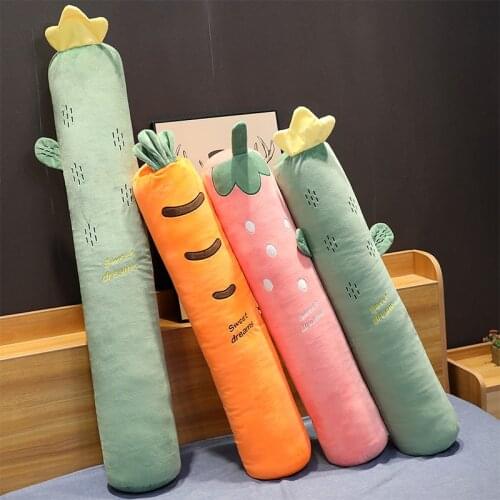 Soft Sleeping Pillow Long Plush Toys Cute Vegetables and Fruits Short Plush PP Cotton Padded Long Pillow Removable and Washable