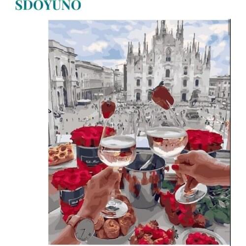 SDOYUNO Painting By Numbers DIY Cheers to celebrate the trip Frame Paint By Numbers For Adults DIY Gift Wedding Decoration