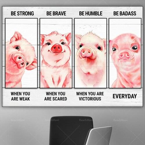 Pig Lovers Poster Farmer Farm Gifts Be Strong When You're Weak Poster Home Living Decor Poster
