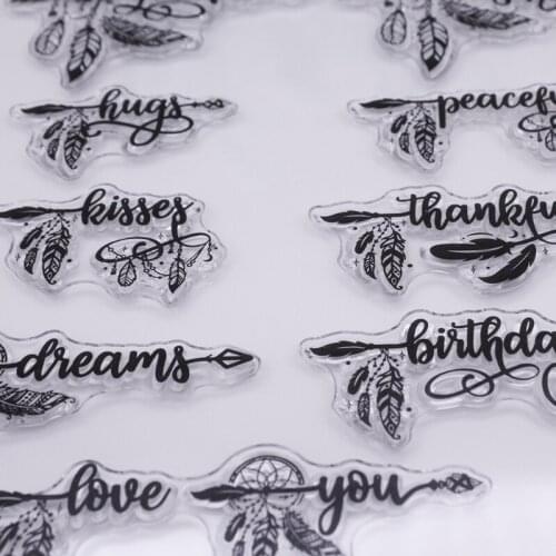 R7RC Feather Birthday Silicone Clear Seal Stamp DIY Scrapbooking Embossing Photo Album Decorative Paper Card Craft