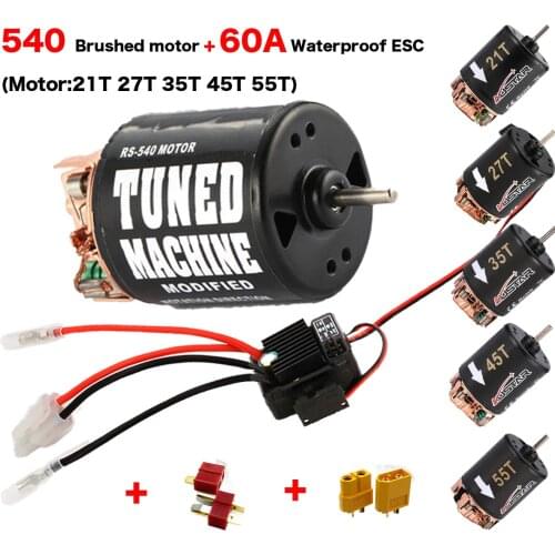 RC 540 motor 21T 27T 35T 45T 55T Brushed Motor With XT60 T plug WP-1060-RTR 60A Waterproof ESC for 1/10 Rock Crawler Climbingcar