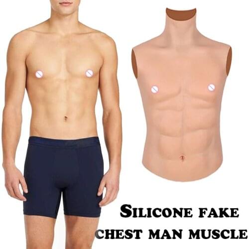 Liifun Silicone Realistic Fake Chest Muscle Belly Male Bodysuit for Cosplay Artificial Simulation Muscles Man Crossdressers