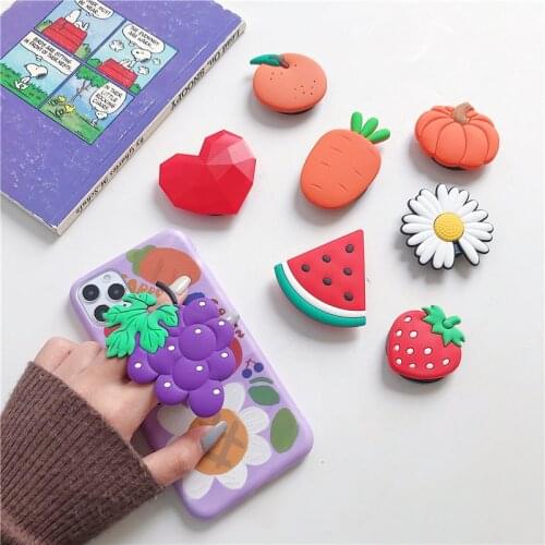 Luxury Universal Mobile Phone Bracket Cute 3D fruit Airbag Phone Expanding Stand Finger Holder Bear Phone Holder Stand Practical
