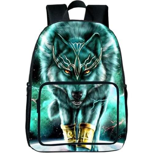 Nylon Backpack 16 Inch Bookbag Women Mens Backpack Trendy School Bag Boys Wolf Animals 3d Large Capacity Travel Shoulder Bags