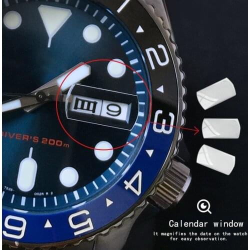 Double calendar Watch Glass Mineral glass Date Window Crystal Transparent magnifier Square 10*5mm