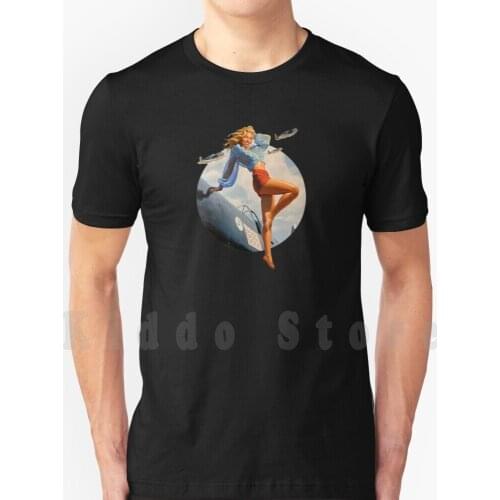Pin - Up Blonde. Air Force In Wwii. 40S T Shirt Diy Big Size 100% Cotton Girls Warbird Up Nose Art Pinups Dressed Bomber 1940S