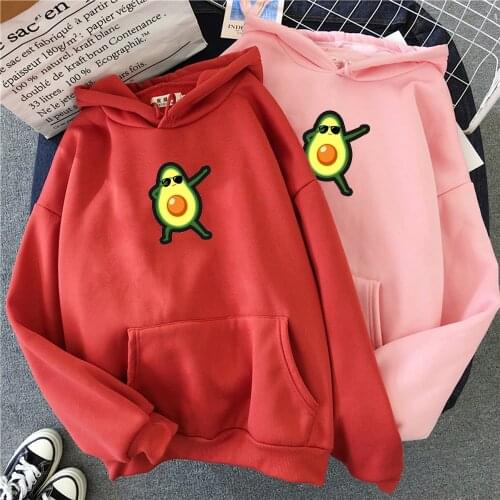 Harajuku Plus Size Hoodies Sweatshirts Graphic Print Avocado Hip Hop Streetwear Polyester Autumn Winter Ullzang Fleece Pullovers