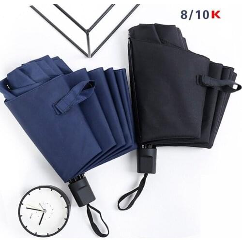 Three Folding Outdoor Umbrellas Sun Umbrella Rain Or Shine Umbrella 8 Bone 10 Bone Pongee Manual Open For Daily Use
