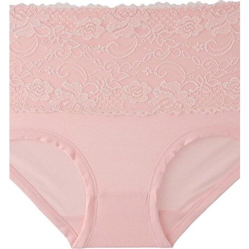 High Waist Panties Womens Underwear Cotton Striped Lace Lingerie Briefs Antibacterial Underpants Soft Female Intimates