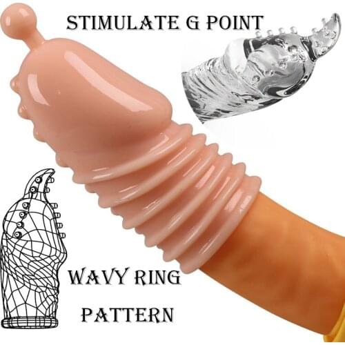 Lengthen Reusable Enlargement Condoms Extend G Point Ring Male Penis Extension Sleeves Sex Toys For Man Adults Intimate Goods