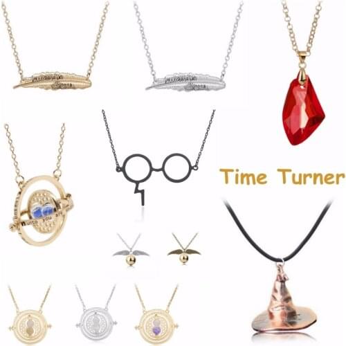 Harri Magic Wand Time Turner Hourglas Potter Fly Thief Quidditch Pendant Toys Necklace Triangle Necklace Action Toy Figures