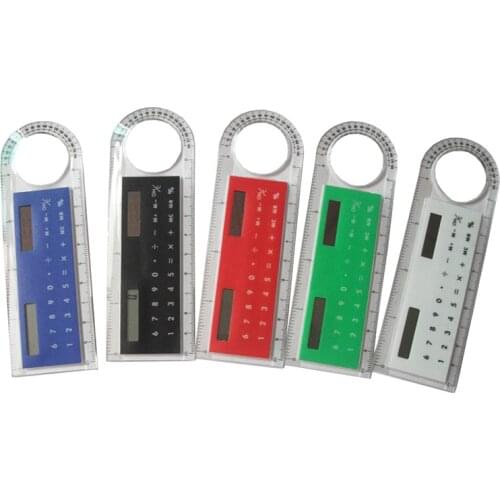 10cm Mini Ultra-thin Ruler Solar Calculator Magnifier Multifunction Calculadora Office Supplies