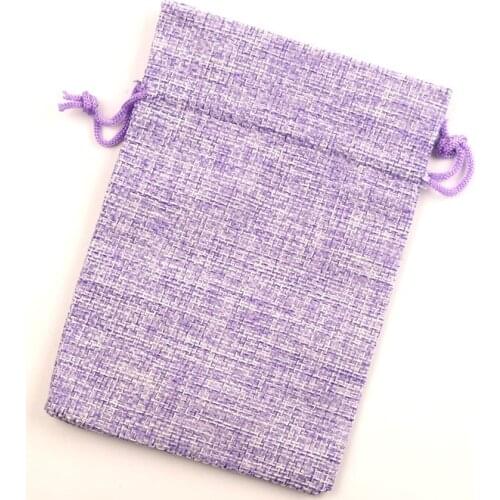 10Pcs Purple Cotton Linen Drawstring Package Bags Jewelry Candy Christmas Wedding Decoration Gifts Packaging Bags & Pouch