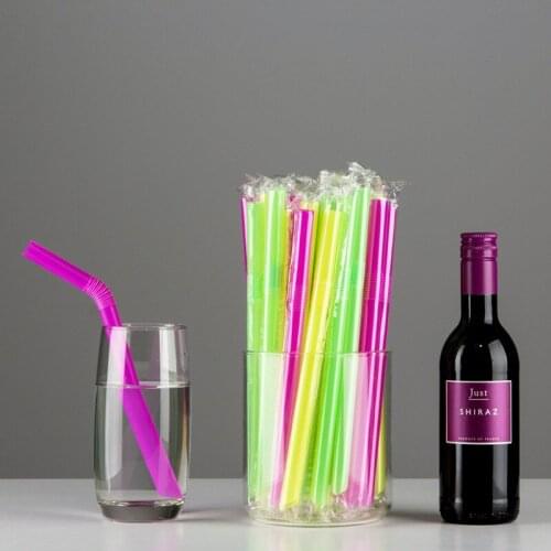 2000Pcs 12*210mm Wrapped Wide Fat Drinking Straw Extendable Flexible Straws for Shakes Boba Bubble Smoothies Free Shipping