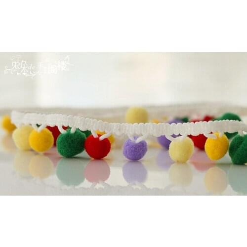 3CM Colorful ball DIY decoration Clothing accessories Pompom ball Ribbon Trim Bobble Braid Christmas lace decoration 20M/lot