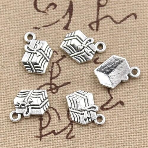 30pcs Charms Gift Box Present 15x12mm Antique Silver Color Pendants DIY Necklace Crafts Making Findings Handmade Tibetan Jewelry