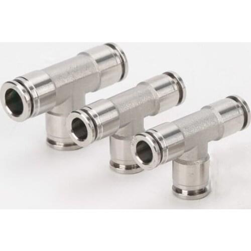 304 Stainless Steel Tee 3 Way Pneumatic Air Hose Fitting Push In Quick Connector Tube OD 4mm 6mm 8mm 10mm 12mm 14mm 16mm