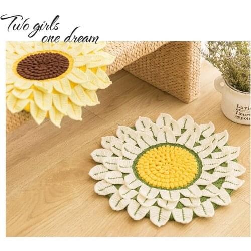 36cm Handmade Crochet Seat Cushion DIY Sofa Mat Romantic Sunflower Countryside Idol Drama Prop Home Decorate Placemat