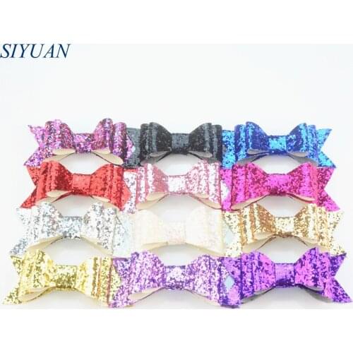 50pcs/lot DIY Boutique Applique Double Layer Glitter Sequin Bow Knot Girl Headband Hair Embellishment HDJ109