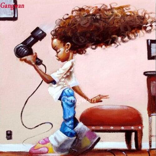 Diamond embroidery african girl hair rhinestone picture diamond Painting drier Cross Stitch full square mosaic bathroom decor