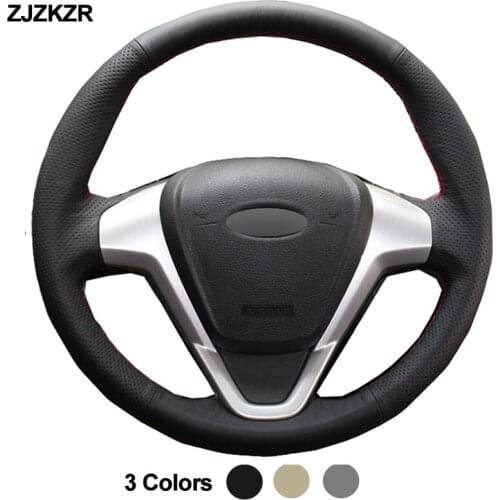 Car Auto Steering-Wheel Cover For Ford Fiesta 2008 2009 -2017 EcoSport 2014 2015 2016 2017 Stuurhoes Braid on the Steering wheel