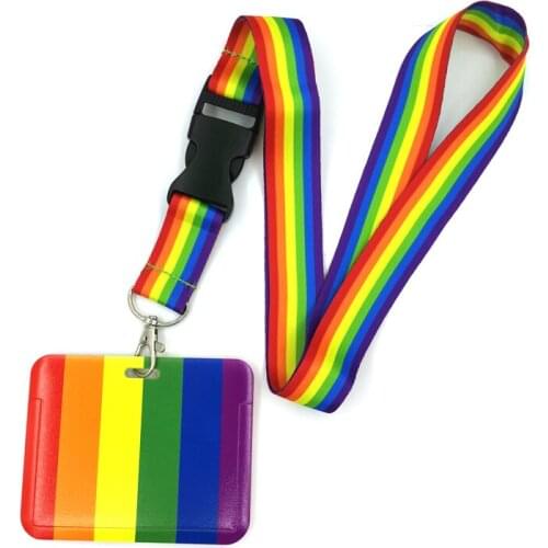 Homosexuality Rainbow Color Key lanyard Car Key Chain ID Card Pass Gym Phone Badge Kids Key Ring Holder Jewelry Decorations