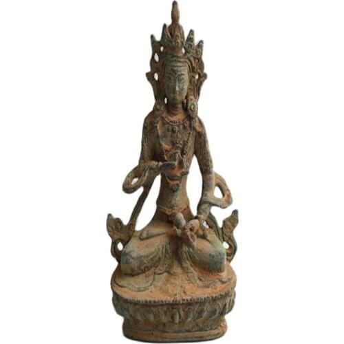 Bronze statues unearthed from antique bronze ornaments decorated with Tangka Bodhisattva