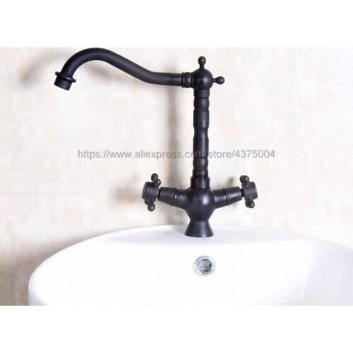 Oil Rubbed Bronze Bathroom Faucet Sink hot and cold water Tap bath Basin Sink Mixer Double Handle Nnf139