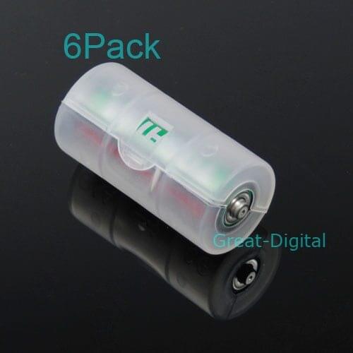 6x AA to C Size Battery Converter Adaptor Adapter Case