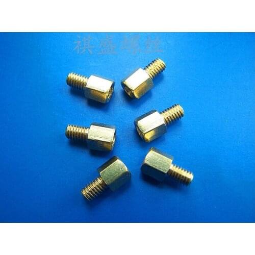 M4 *5 6 7 8 9 10 12 14 15 16 17 18 20 25-60MM + 6MM single-head Hexagon Copper pillars cylinder Outside screw tooth length:6MM